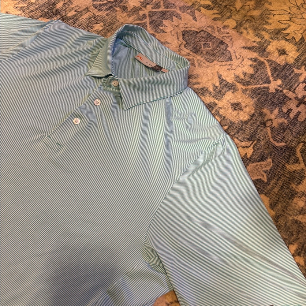 KJUS Polo 2XL Shirt 56 Tech UPF 50+ Golf Poly Stretch Green Striped